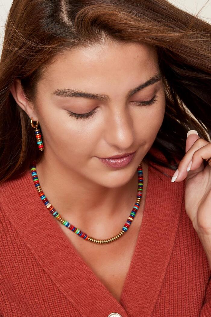 Collier avec perles plates - multi couleurs Multicouleur Acier inoxydable Image2